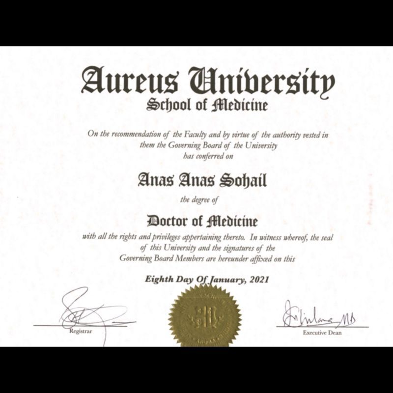 Buy Degree from Aureus University School of Medicine