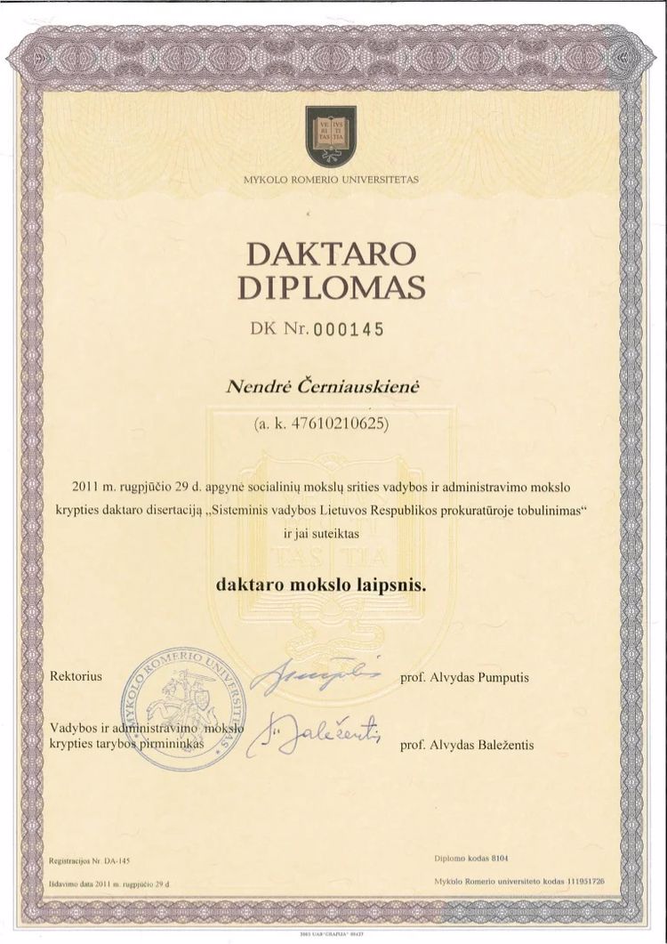 Buy college degree from The Mykolo Romerio Universitetas