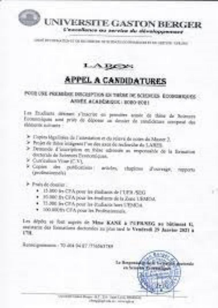 buy degree from the Université Gaston Berger