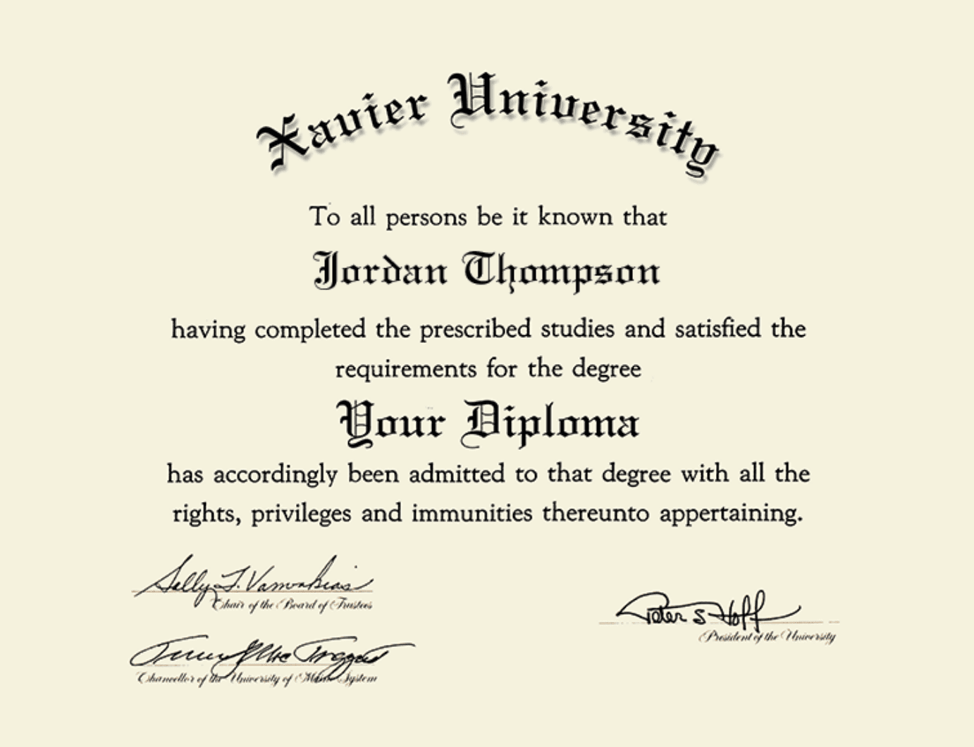 y Degree from the Xavier University School of Medicine