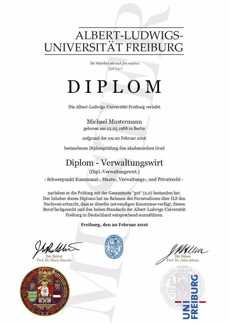 Buy college degree from the Albert-Ludwigs-Universität Freiburg