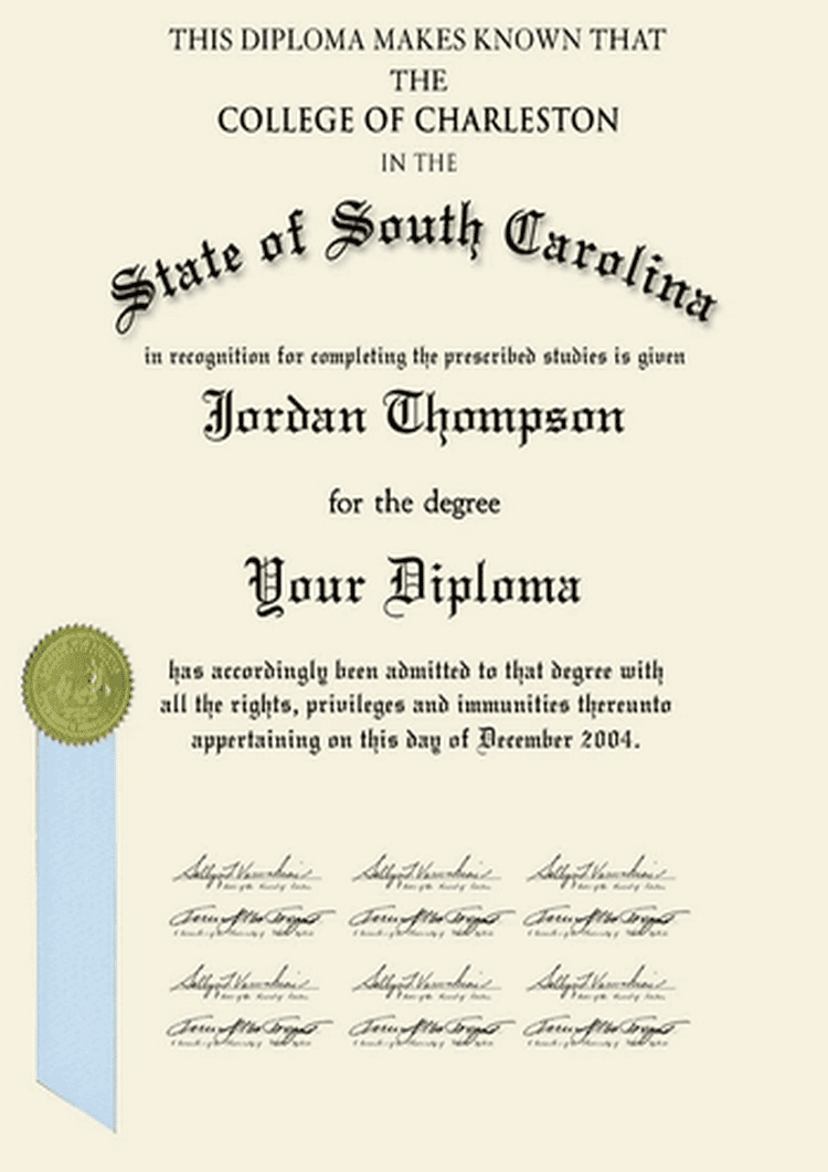 Buy college degree from The College of Charleston