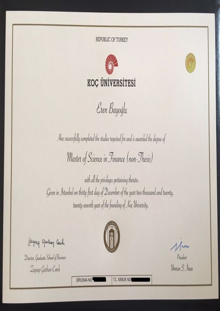 Buy college degree from the Koc Üniversitesi