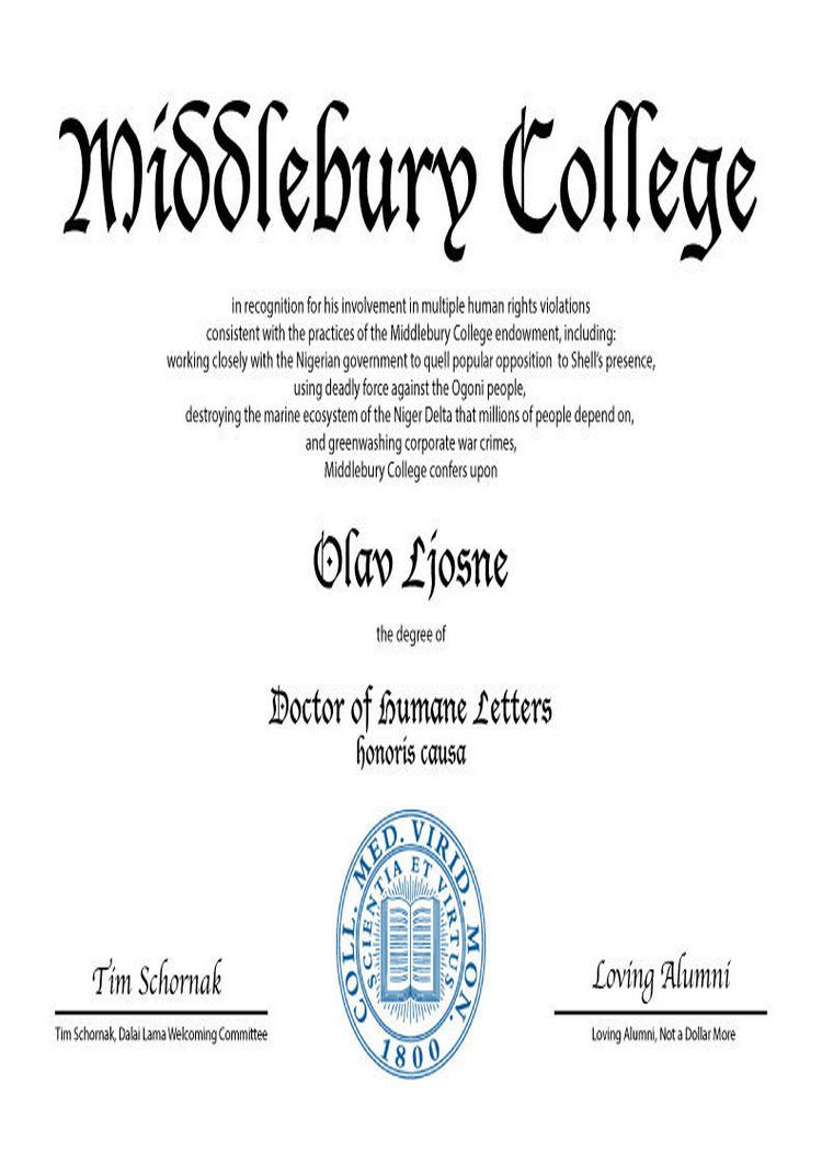 Buy college degree from The Middlebury College