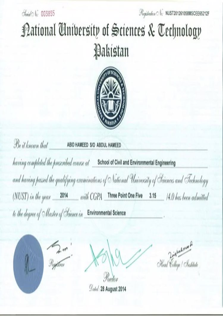 Buy college degree from the National University of Sciences and Technology