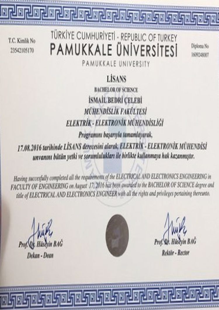 Buy college degree from the  Pamukkale Üniversitesi