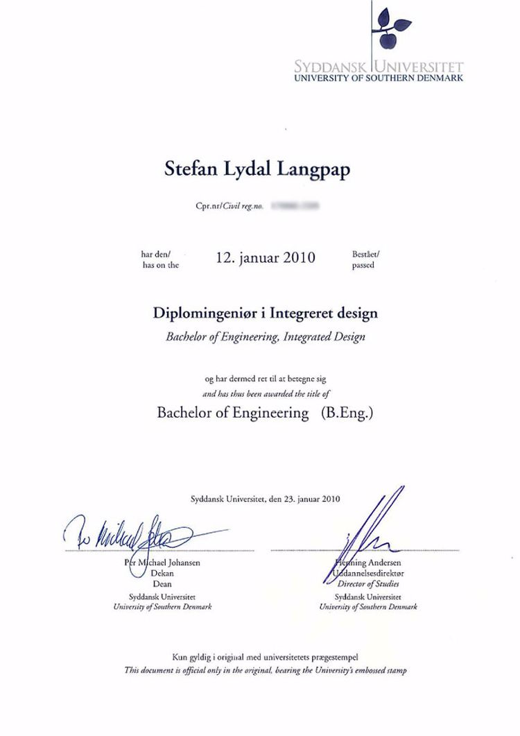 Buy college degree from The Syddansk Universitet