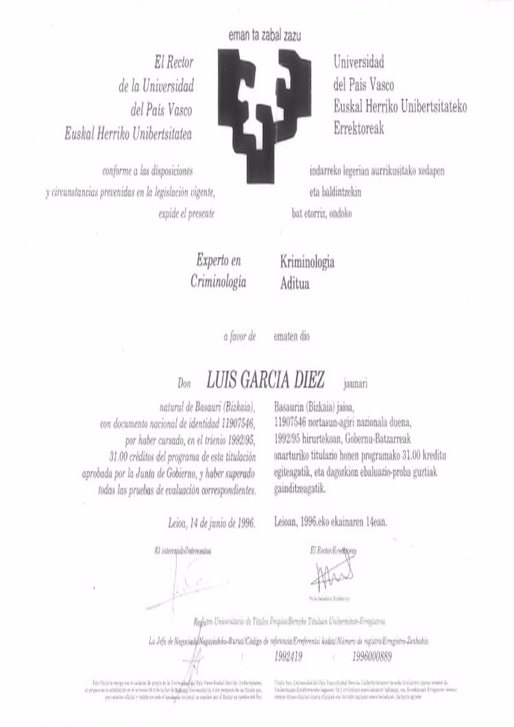 Buy college degree from the Universidad del País Vasco