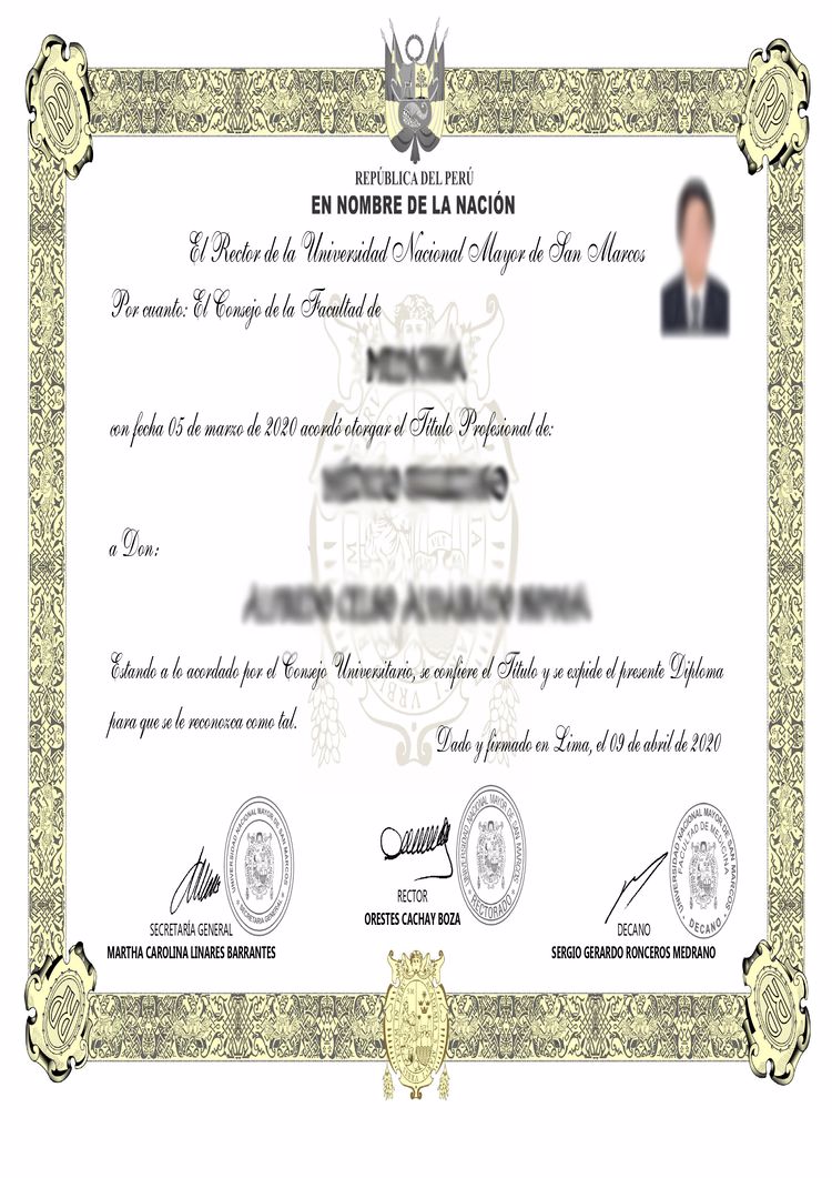 Buy college degree from the Universidad Nacional Mayor de San Marcos