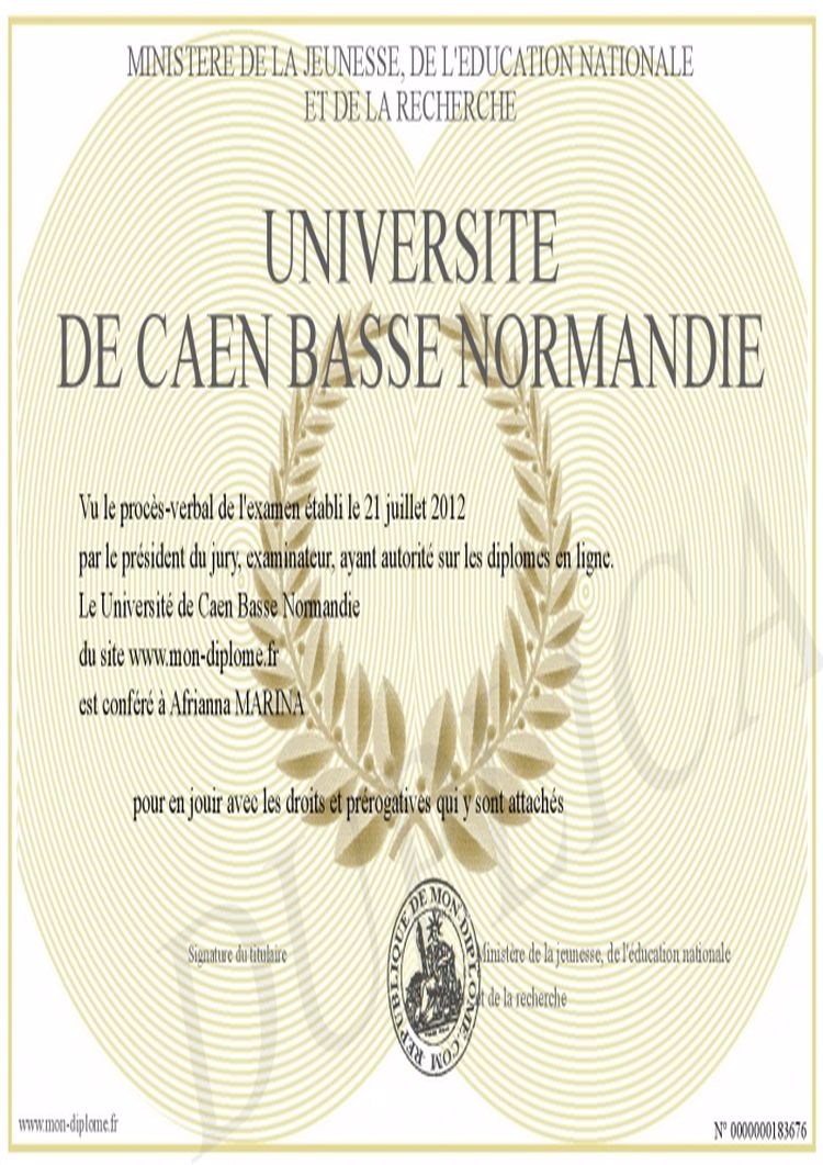 Buy college degree from The Université de Caen Normandie