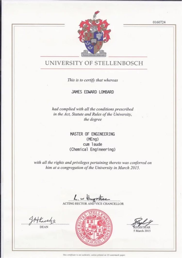 Buy college degree from the Universiteit Stellenbosch