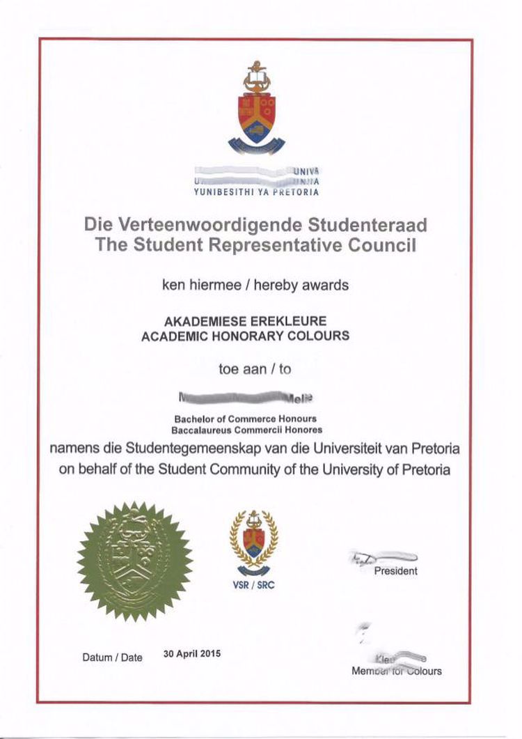Buy college degree from the University of Pretoria