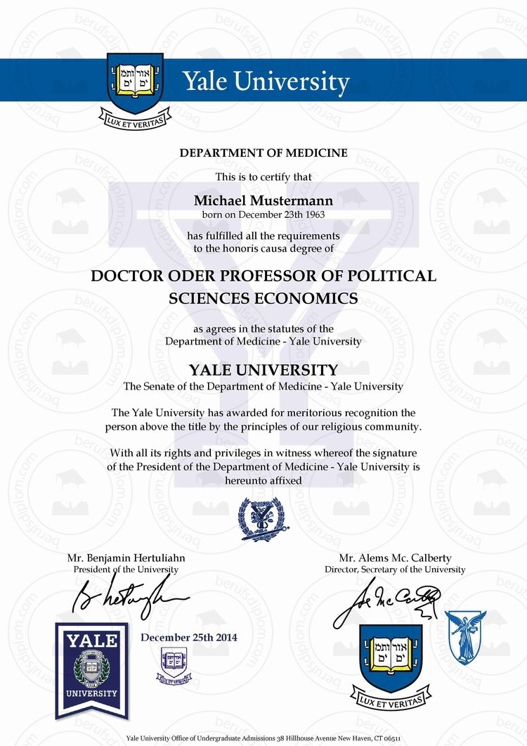 Buy college degree from The Yale University