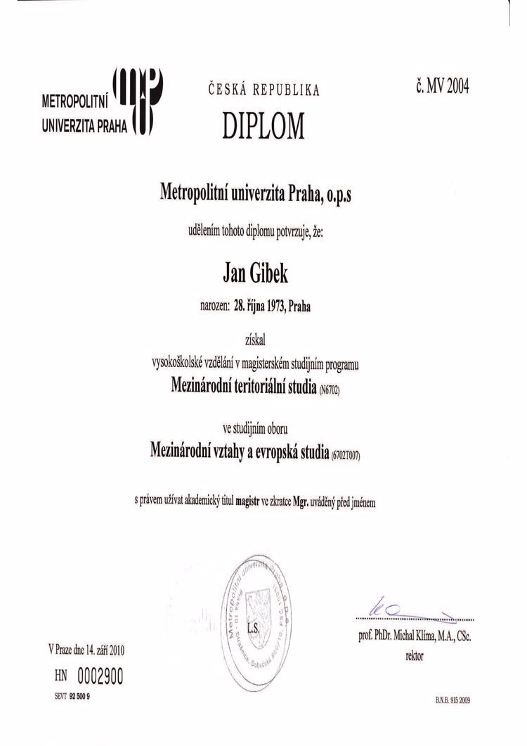 Buy college degree from the Metropolitní univerzita v Praze