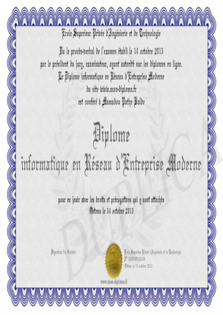 Buy Degree from the École Supérieure Privée d'Ingénierie et de Technologie