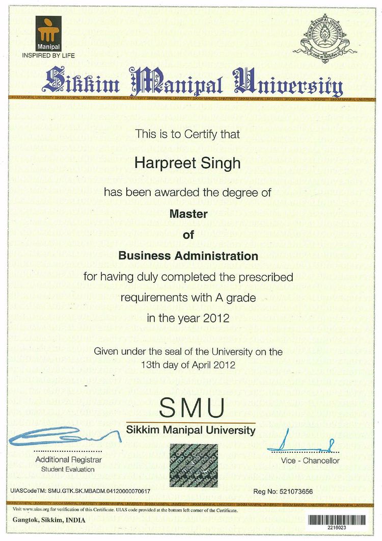 Buy college degree from The Sikkim Manipal University