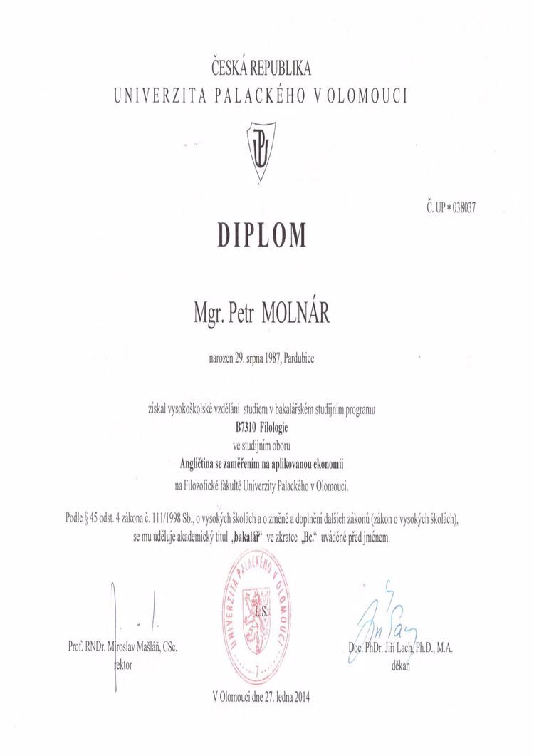 Buy college degree from the Univerzita Palackého v Olomouci