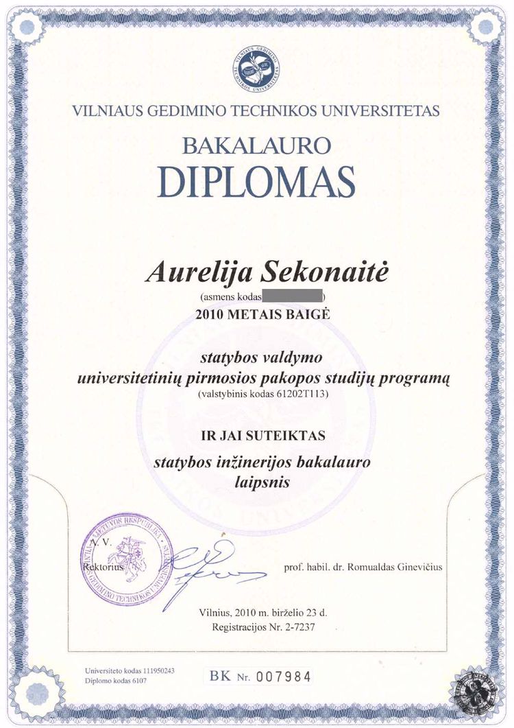 Buy college degree from The Vilniaus Gedimino Technikos Universitetas